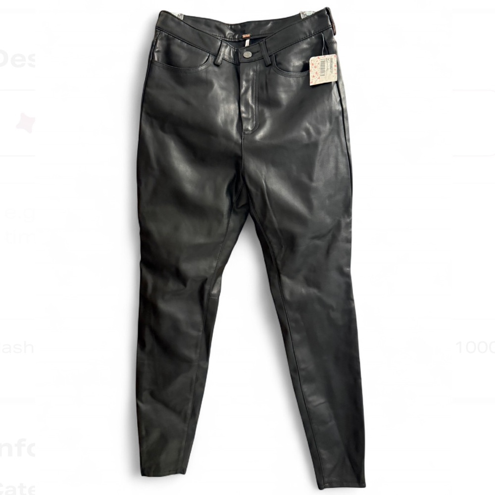 Free People Black Faux Leather Pants